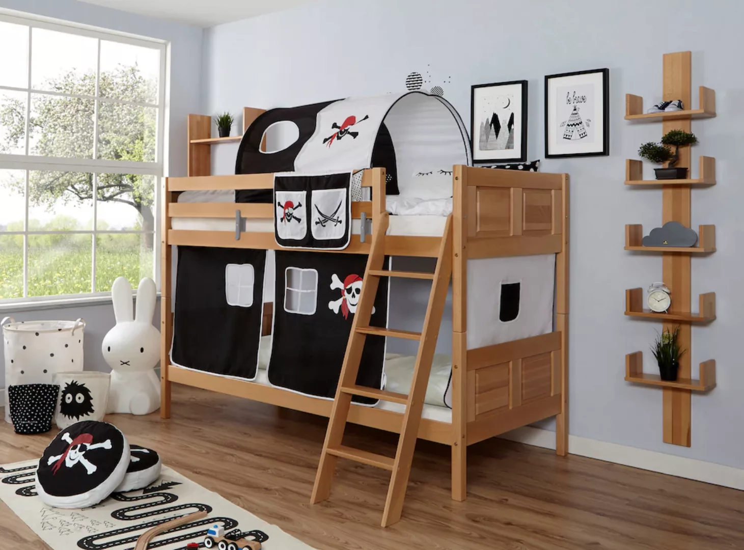 Ticaa Etagenbett "Erni", mit Rollrost und Textil-Set wahlweise mit Matratze günstig online kaufen