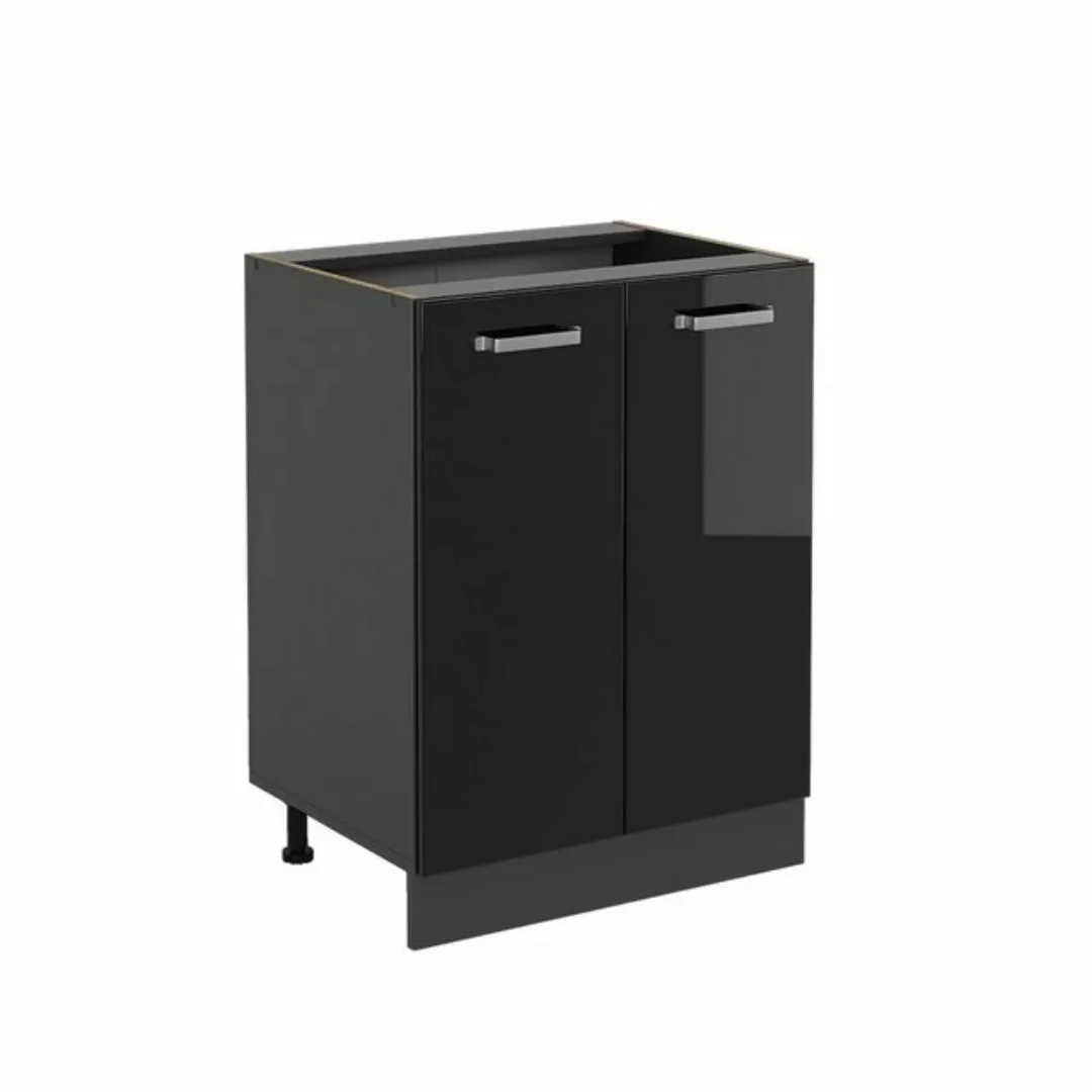 Livinity® Unterschrank R-Line, Schwarz Hochglanz/Anthrazit, 60 cm, AP Eiche günstig online kaufen