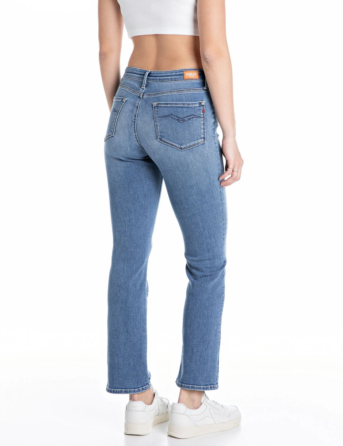 Replay Damen Jeans ZOLIE - Straight Fit - Blau - Medium Blue Denim günstig online kaufen