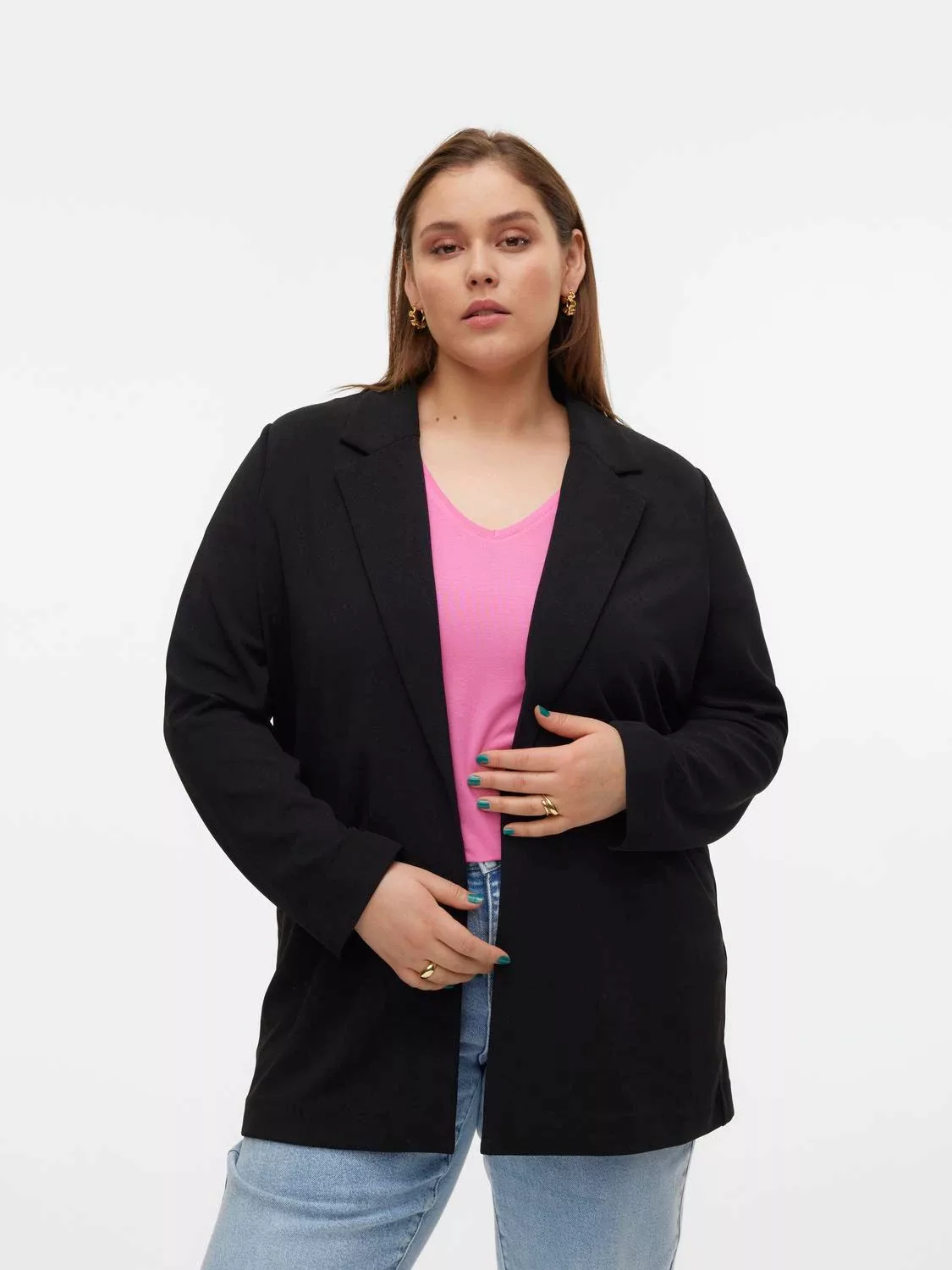 Vero Moda Curve Longblazer "VMCLIVA LS LONG BLAZER CUR NOOS" günstig online kaufen