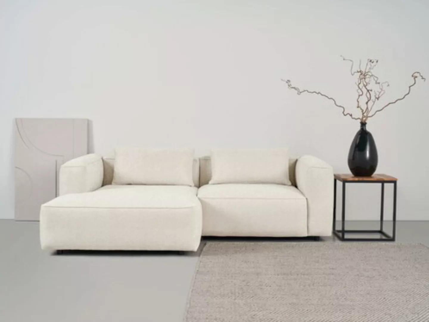 andas Ecksofa "Tvinnet", Breite 228 cm, extra tiefe Sitzfläche, kubisches S günstig online kaufen