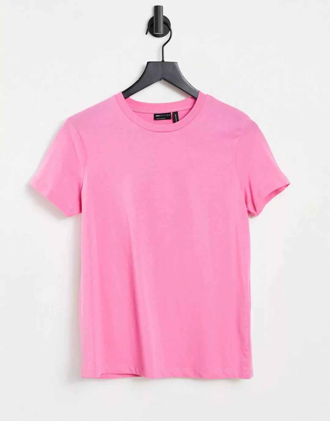 ASOS DESIGN – Ultimate – T-Shirt aus Bio-Baumwolle in Rosa mit Rundhalsauss günstig online kaufen