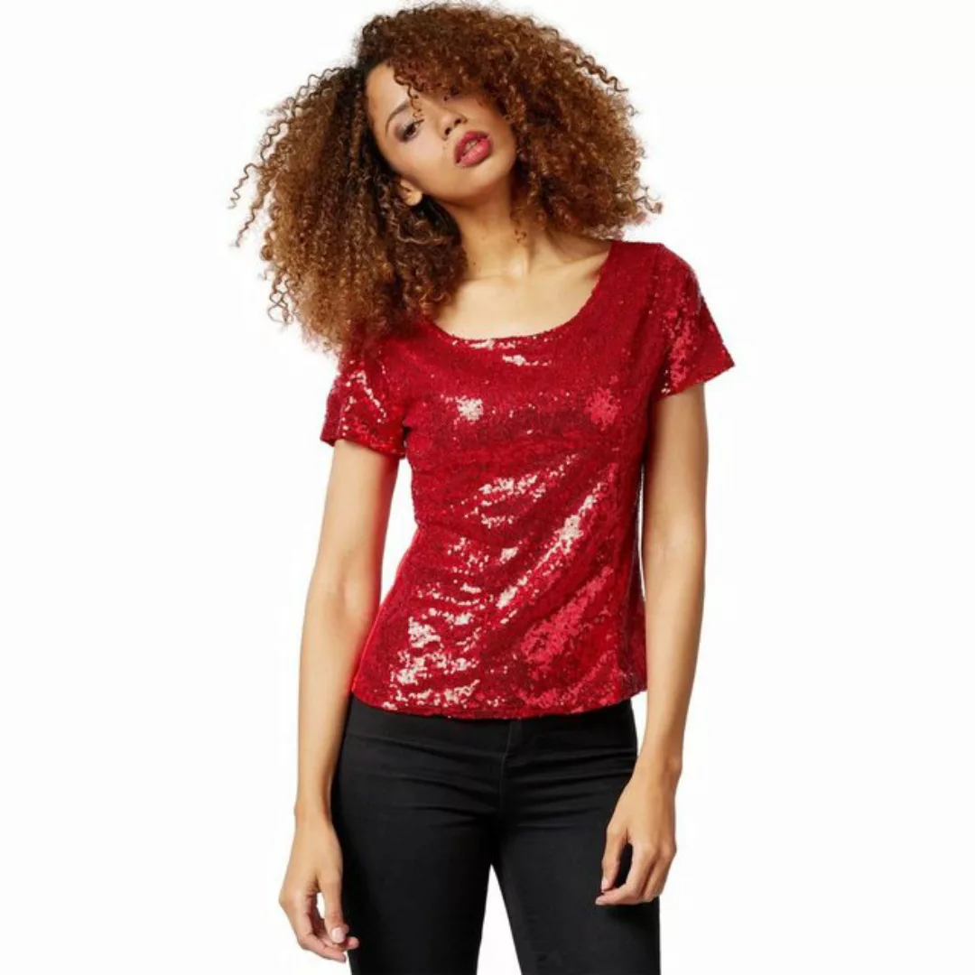 dressforfun T-Shirt Pailletten-Kurzarm-Shirt Rundhals günstig online kaufen