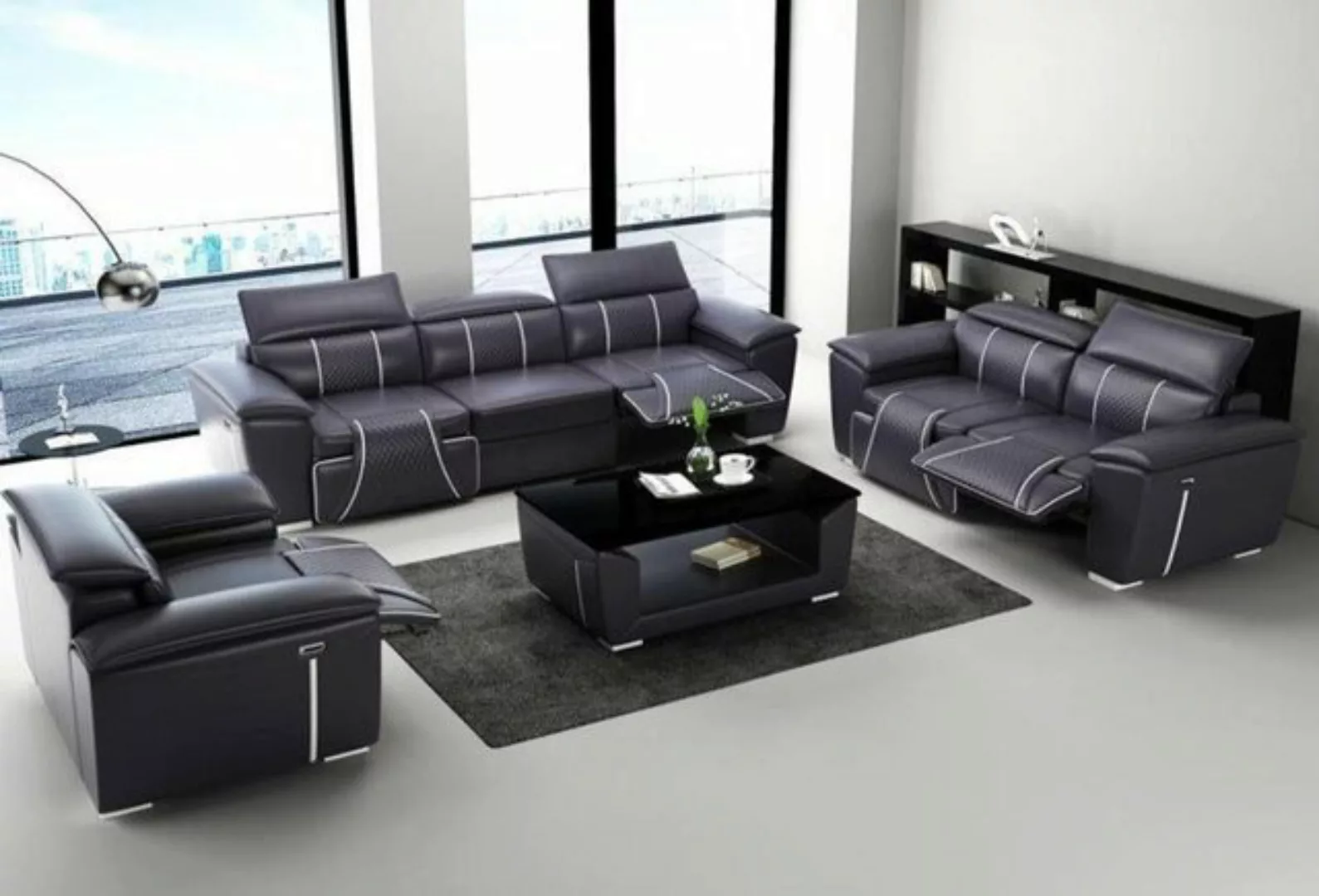 JVmoebel Sofa Schwarze Multifunktions Couch Relax 3+2 Sitzer Sofagarnitur, günstig online kaufen