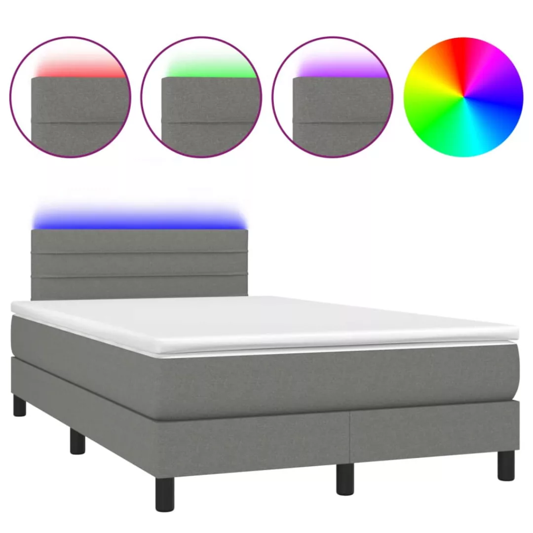 Vidaxl Boxspringbett Mit Matratze & Led Dunkelgrau 120x200 Cm Stoff günstig online kaufen