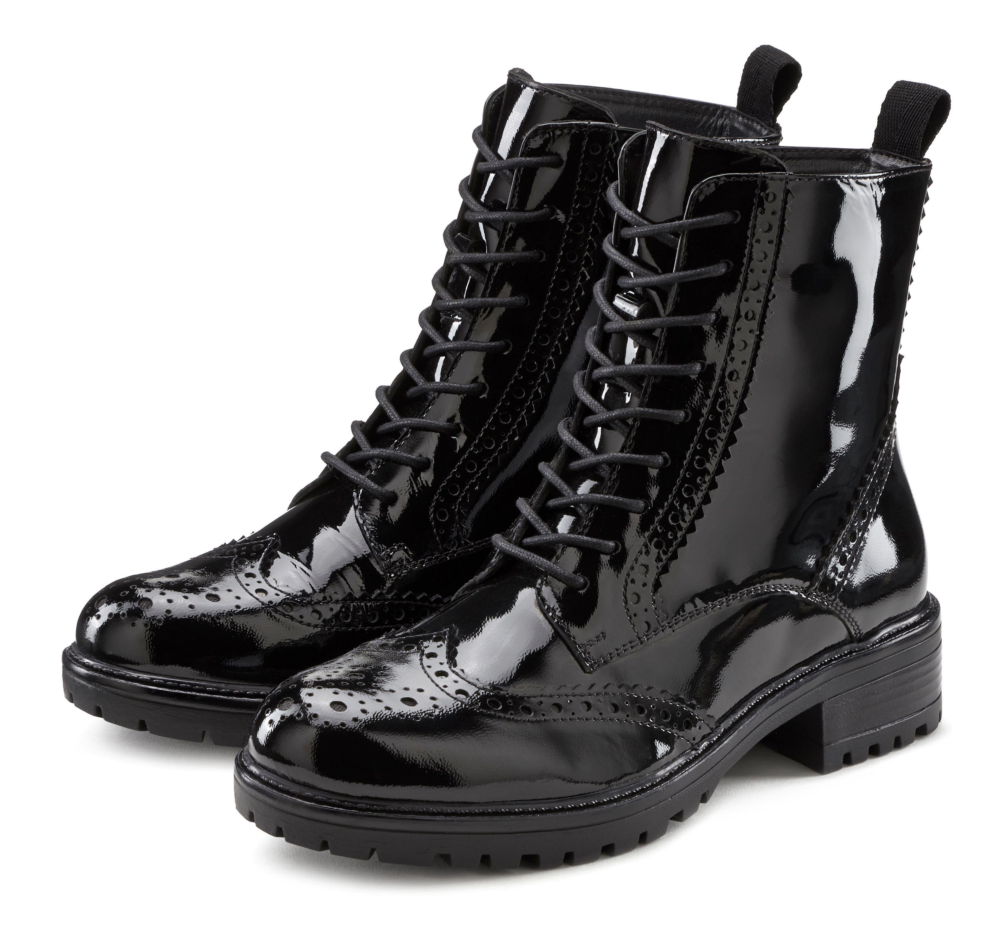 LASCANA Schnürboots Schnürstiefelette, Ankle Boots, Leder, günstig online kaufen