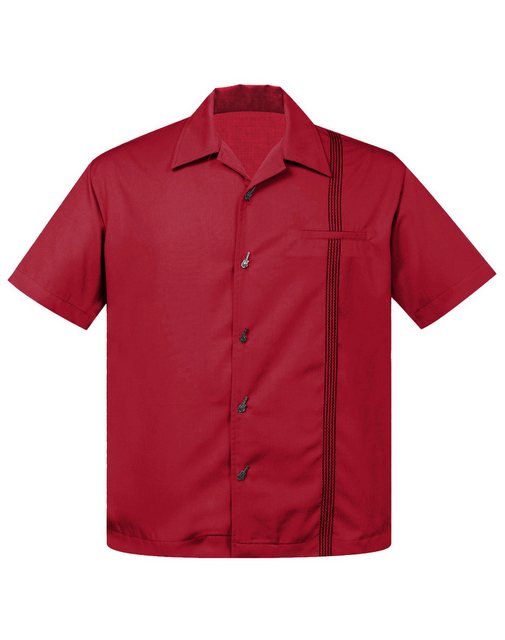 Steady Clothing Kurzarmhemd The Six String Rot Vintage Bowling Shirt Retro günstig online kaufen