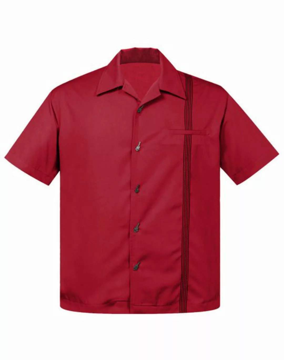 Steady Clothing Kurzarmhemd The Six String Rot Vintage Bowling Shirt Retro günstig online kaufen