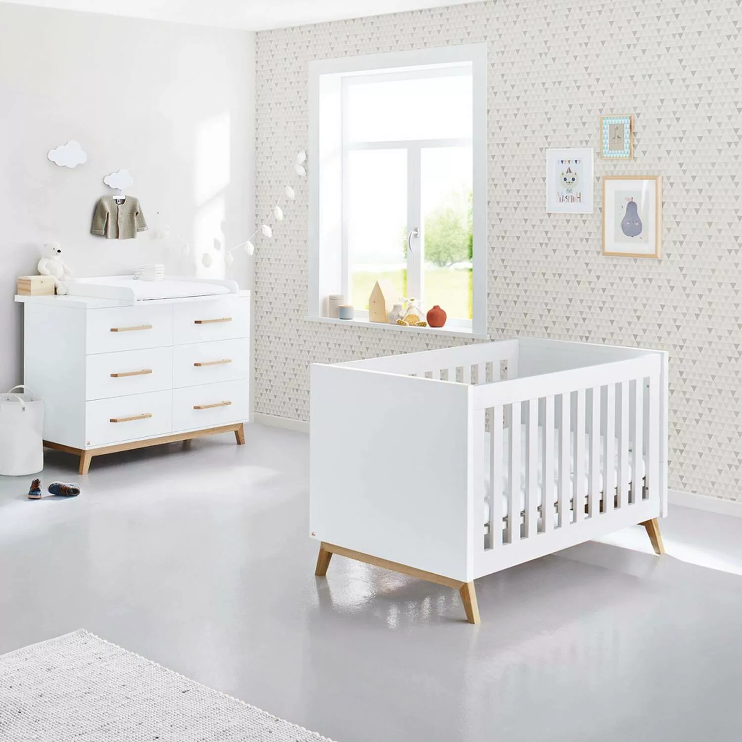 Babyzimmer Komplett Set RIJEKA-134 in weiß edelmatt inkl. Wickeltisch und B günstig online kaufen