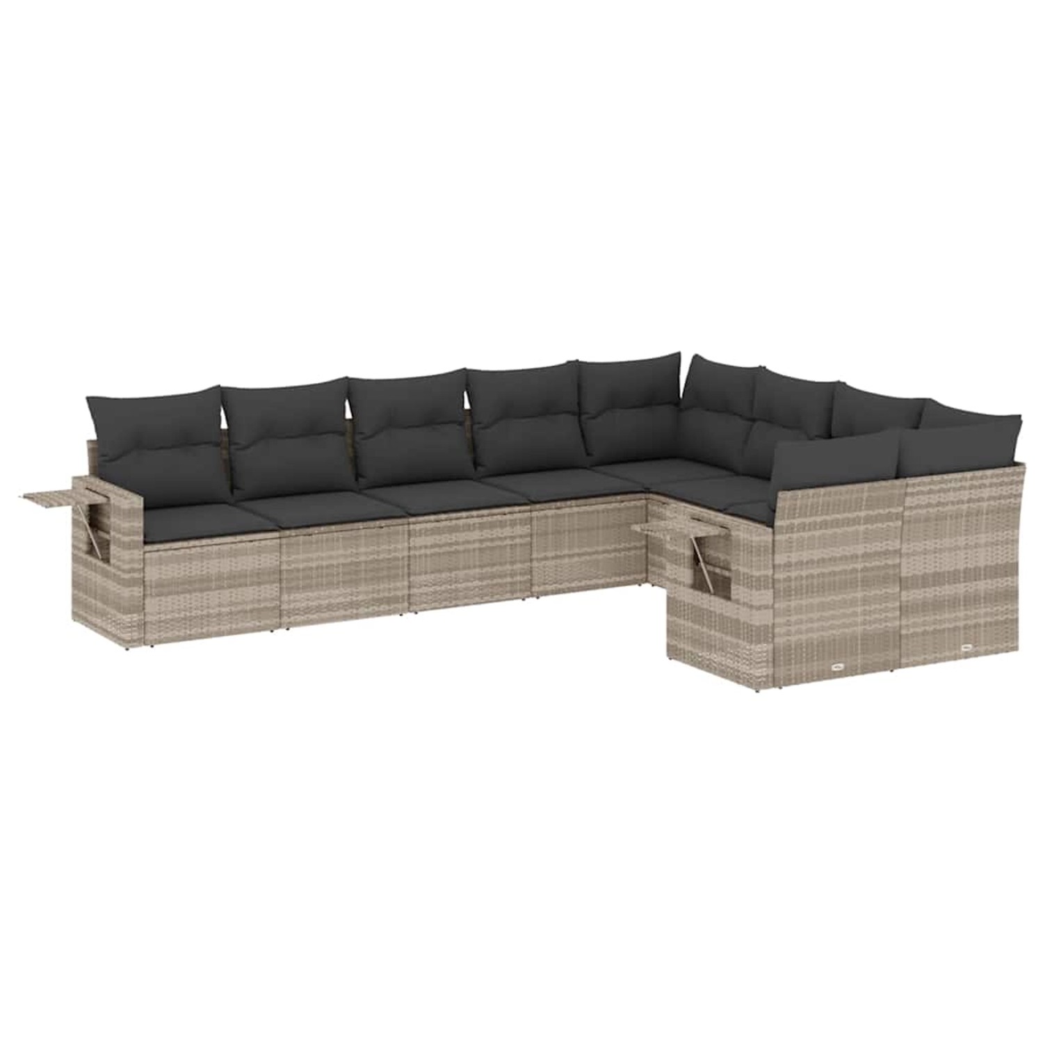 vidaXL 9-Tlg Garten-Sofagarnitur mit Kissen Hellgrau Poly Rattan 3220641 günstig online kaufen