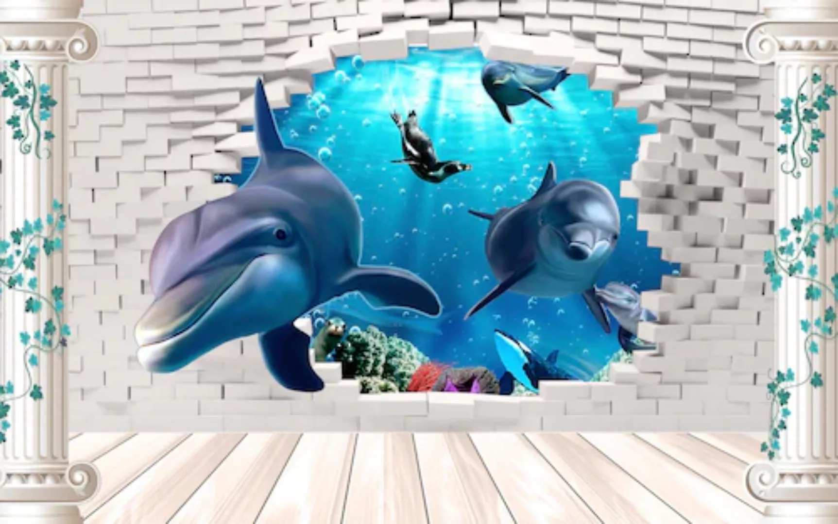 Papermoon Fototapete »Unterwasserwelt mit Mauer« günstig online kaufen