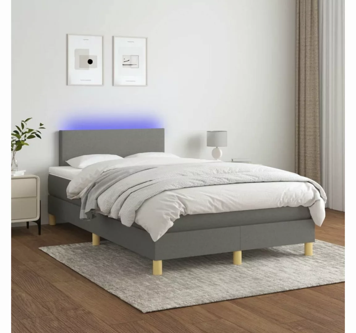 vidaXL Boxspringbett Boxspringbett mit Matratze LED Dunkelgrau 120x200 cm S günstig online kaufen