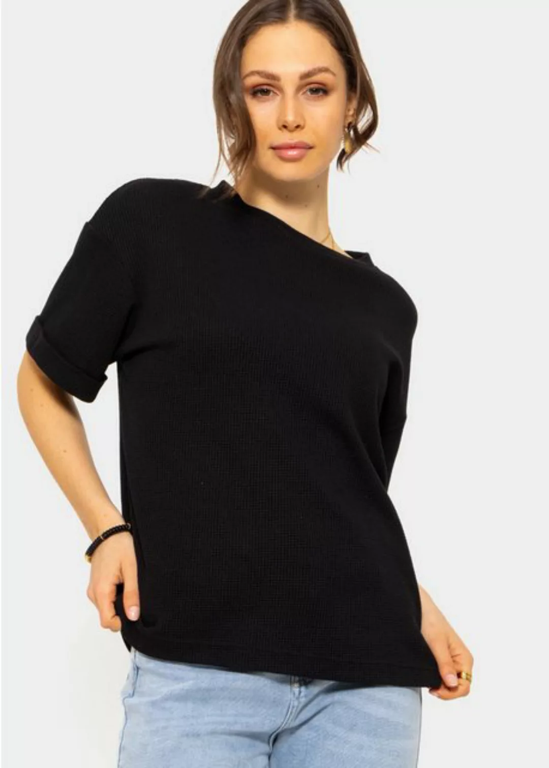 SASSYCLASSY T-Shirt Shirt in Waffelpiqué Oversize T-Shirt mit Struktur und günstig online kaufen