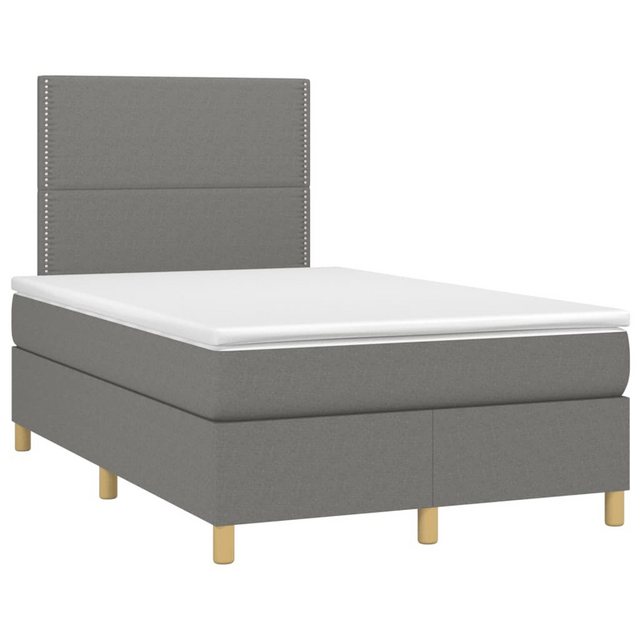 vidaXL Bett Boxspringbett mit Matratze & LED Dunkelgrau 120x190 cm Stoff günstig online kaufen