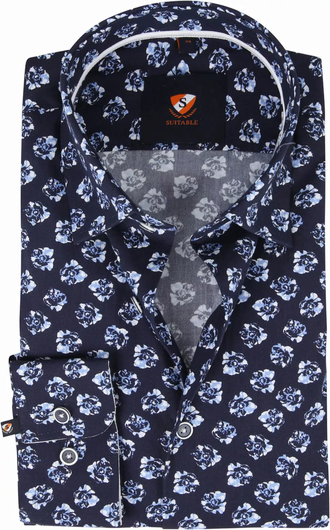 Suitable Hemd Blumen Navy - Größe 38 günstig online kaufen