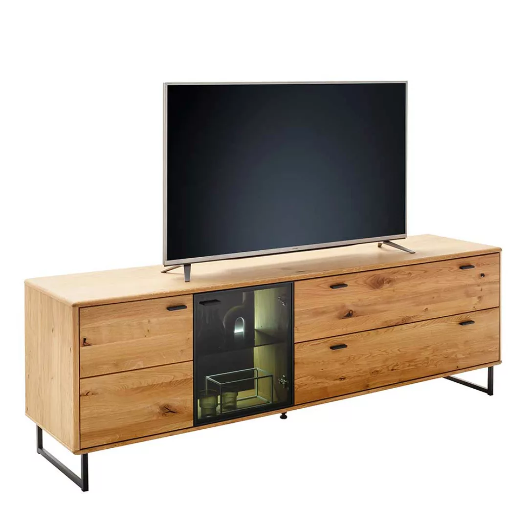 TV Sideboard Wildeiche Glastür Anthrazit zwei Schubladen günstig online kaufen