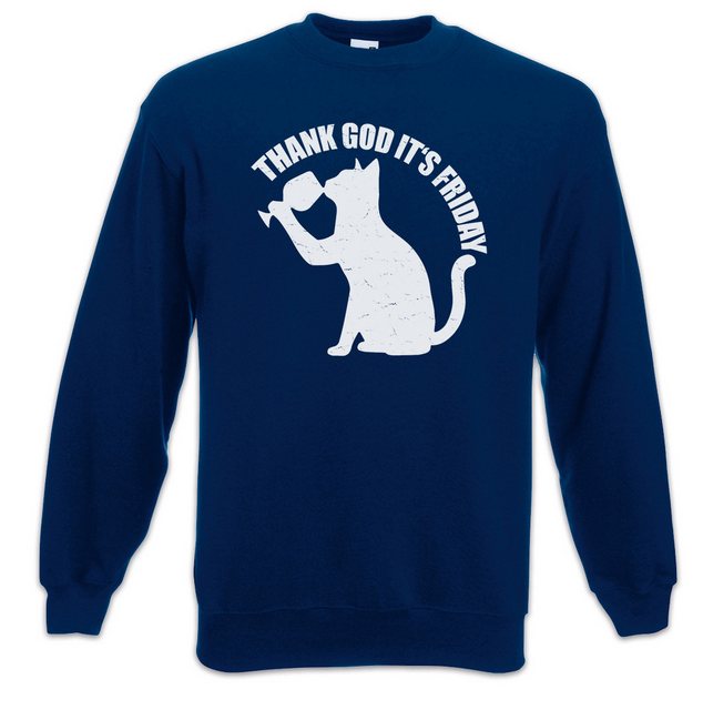 Urban Backwoods Sweatshirt Thank God It's Friday Cat Sweatshirt TGIF Weeken günstig online kaufen