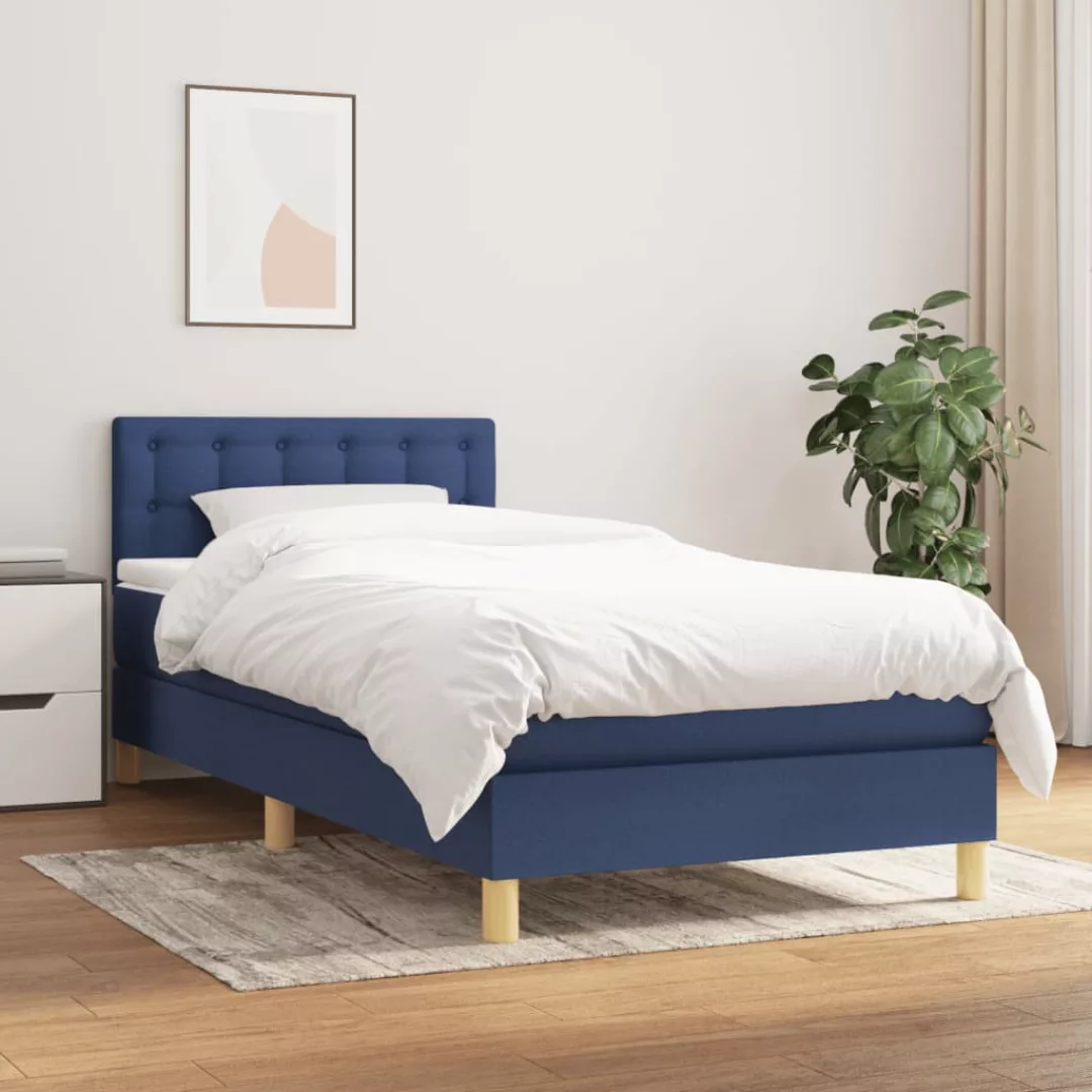 Vidaxl Boxspringbett Mit Matratze Blau 90x200 Cm Stoff günstig online kaufen