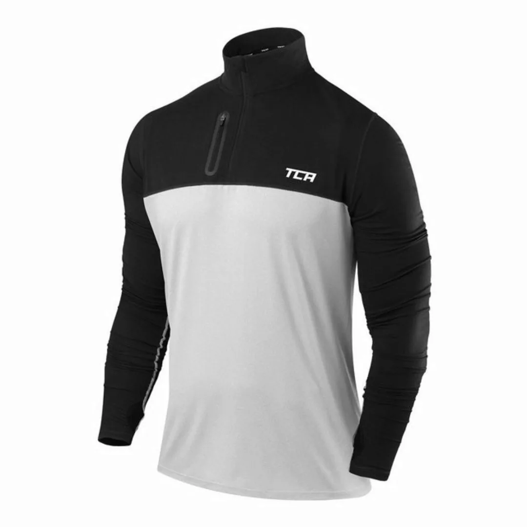 TCA Langarmshirt TCA Herren Langarm Laufshirt mit Reißverschluss - Grau/Sch günstig online kaufen