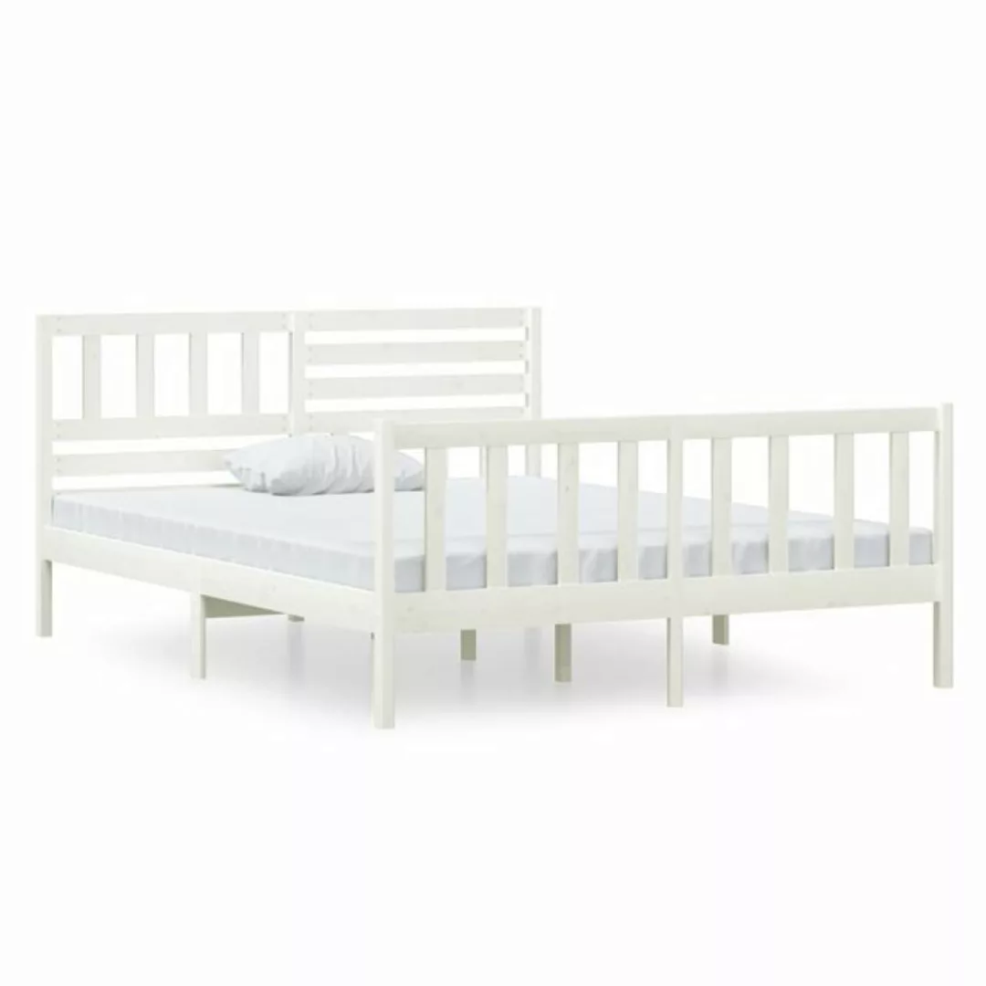 vidaXL Bettgestell Bett Massivholzbett Weiß 120x190 cm 4FT Small Double Hol günstig online kaufen