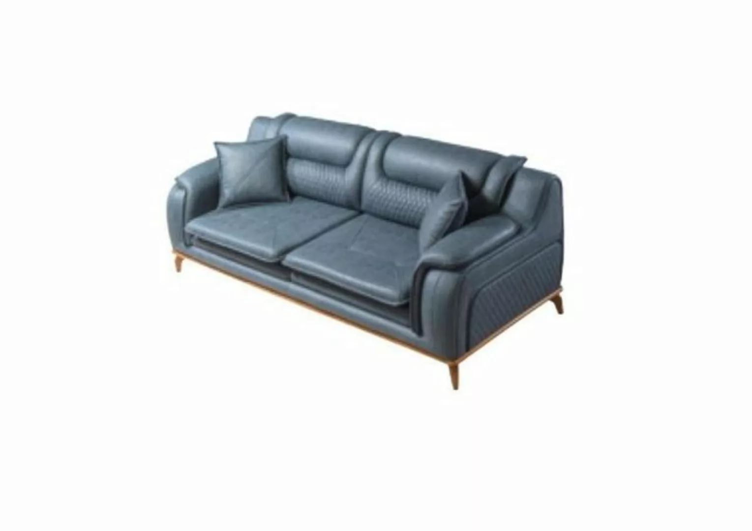JVmoebel Sofa Sofagarnitur 3+3+1 Sitzer Blau Sessel Luxus Leder Sofa Couch, günstig online kaufen