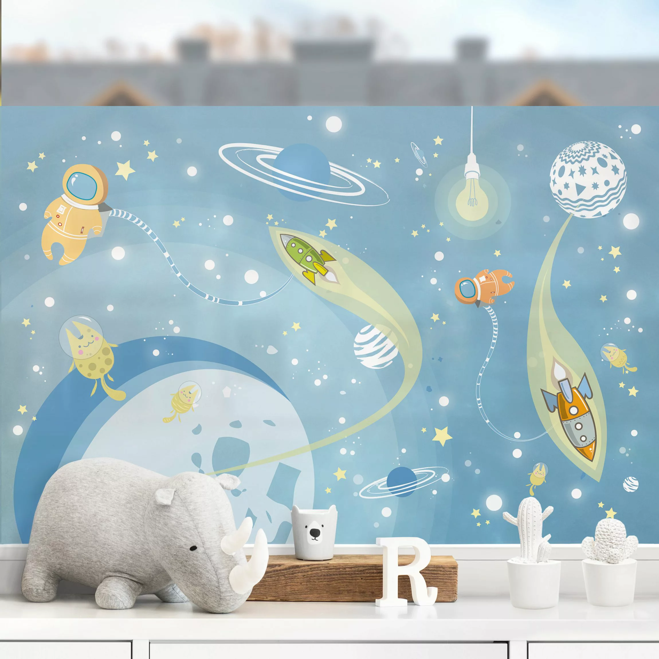 Fensterfolie No.MW16 Buntes Weltraumtreiben günstig online kaufen