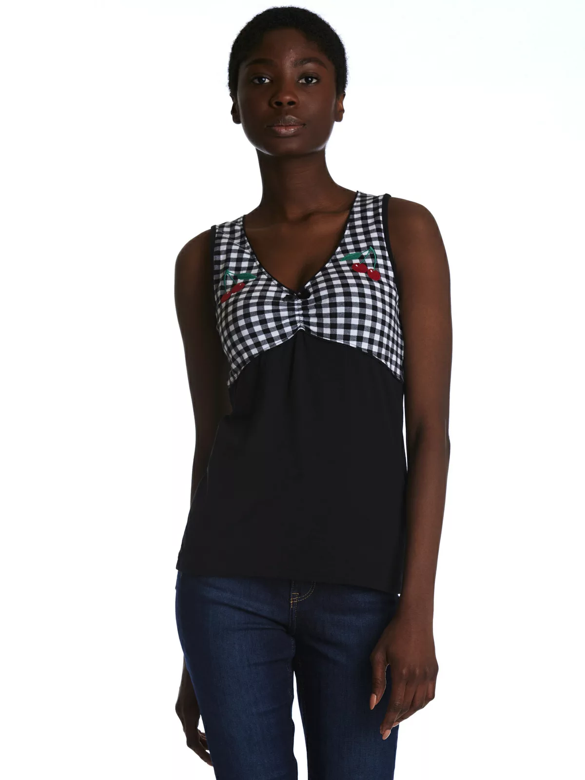 Pussy Deluxe Vichy Cherry Damen Tanktop schwarz/allover günstig online kaufen