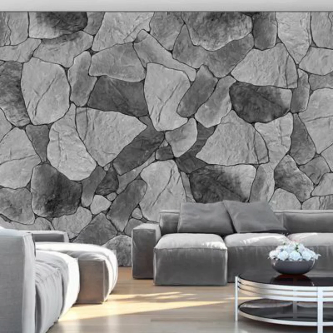 artgeist Fototapete Granite Blätter grau Gr. 250 x 175 günstig online kaufen