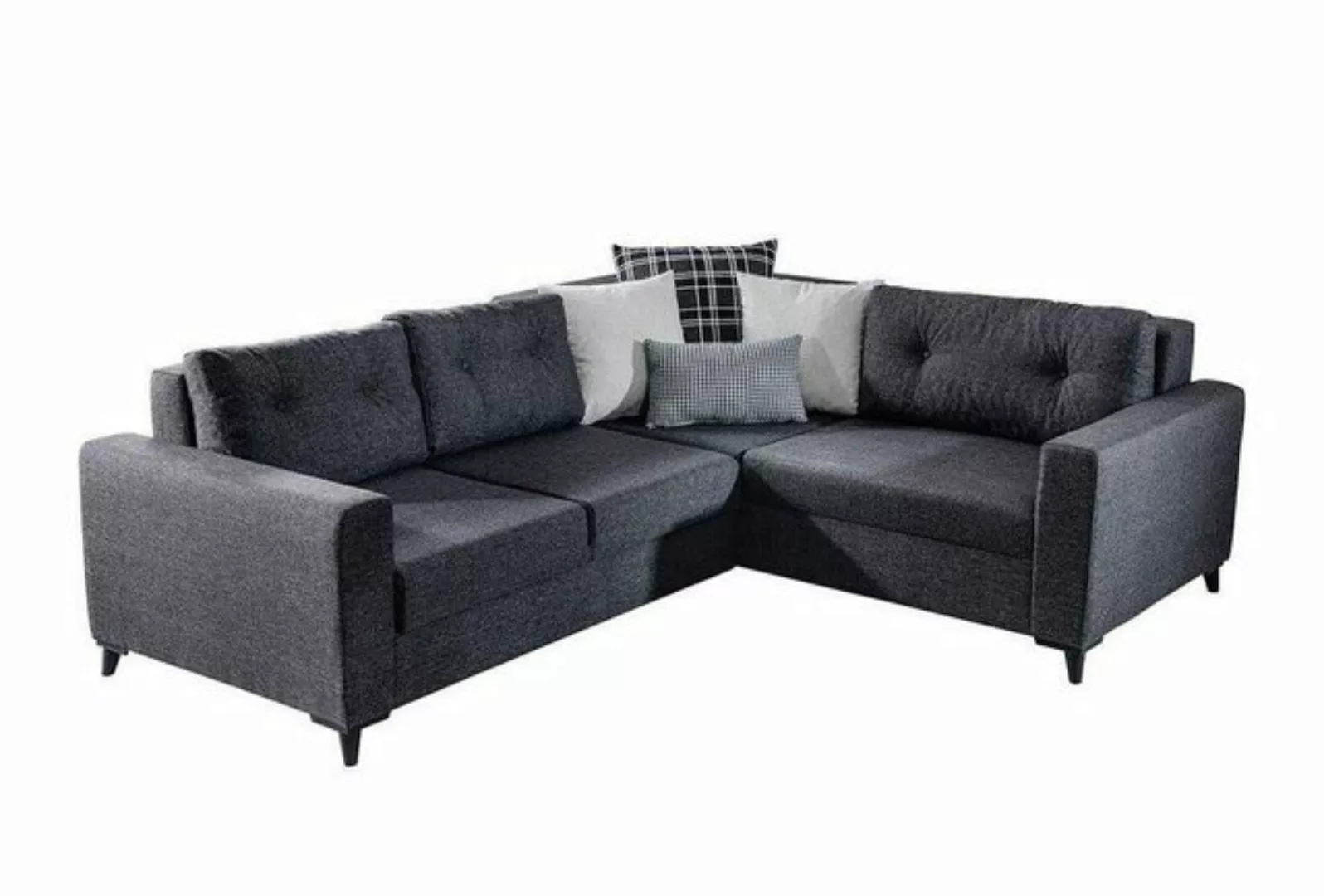 JVmoebel Ecksofa Dunkelgraues Polstersofa Designer Ecksofa Bettfunktion Woh günstig online kaufen