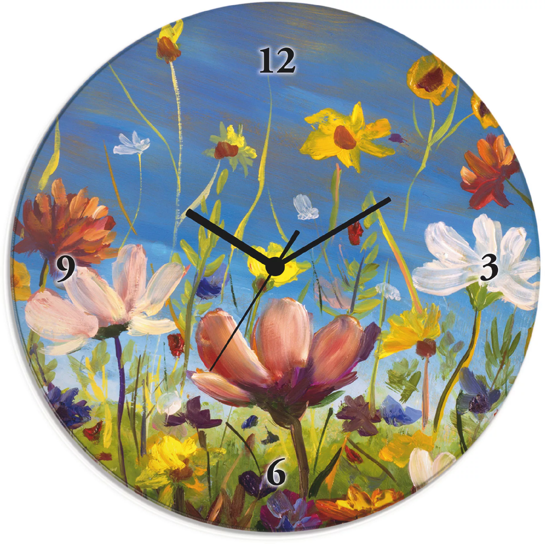 Artland Wanduhr "Glasuhr rund Wildblumenwiese", wahlweise mit Quarz- oder F günstig online kaufen