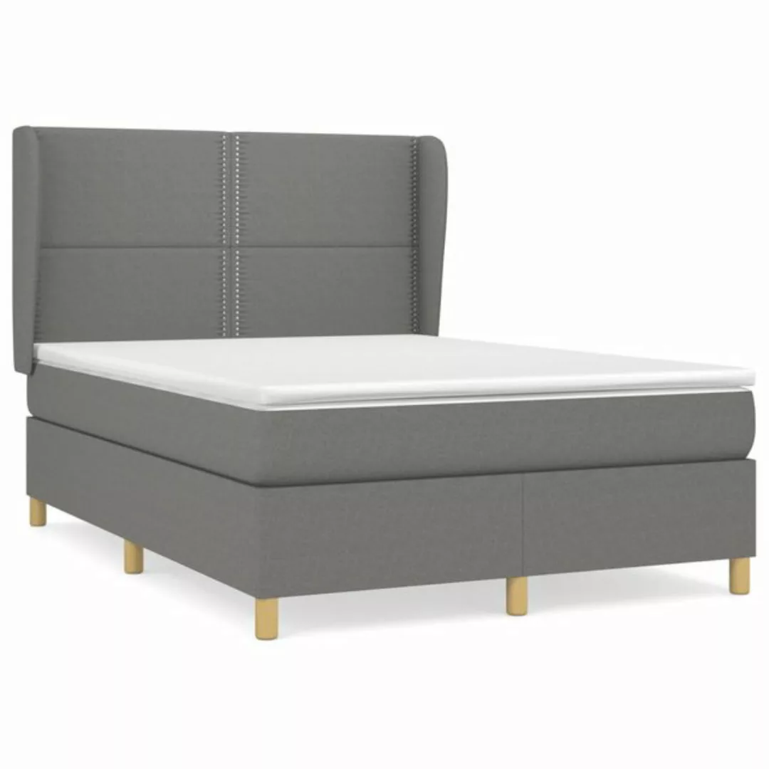 vidaXL Boxspringbett Boxspringbett mit Matratze Dunkelgrau 140x200 cm Stoff günstig online kaufen