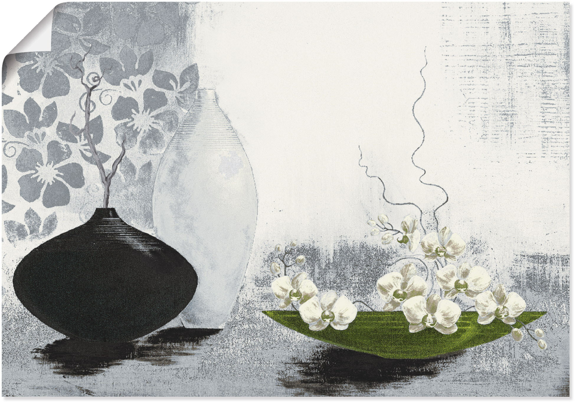 Artland Wandbild »Modernes bauchiges Gefäß mit Orchideen«, Vasen & Töpfe, ( günstig online kaufen