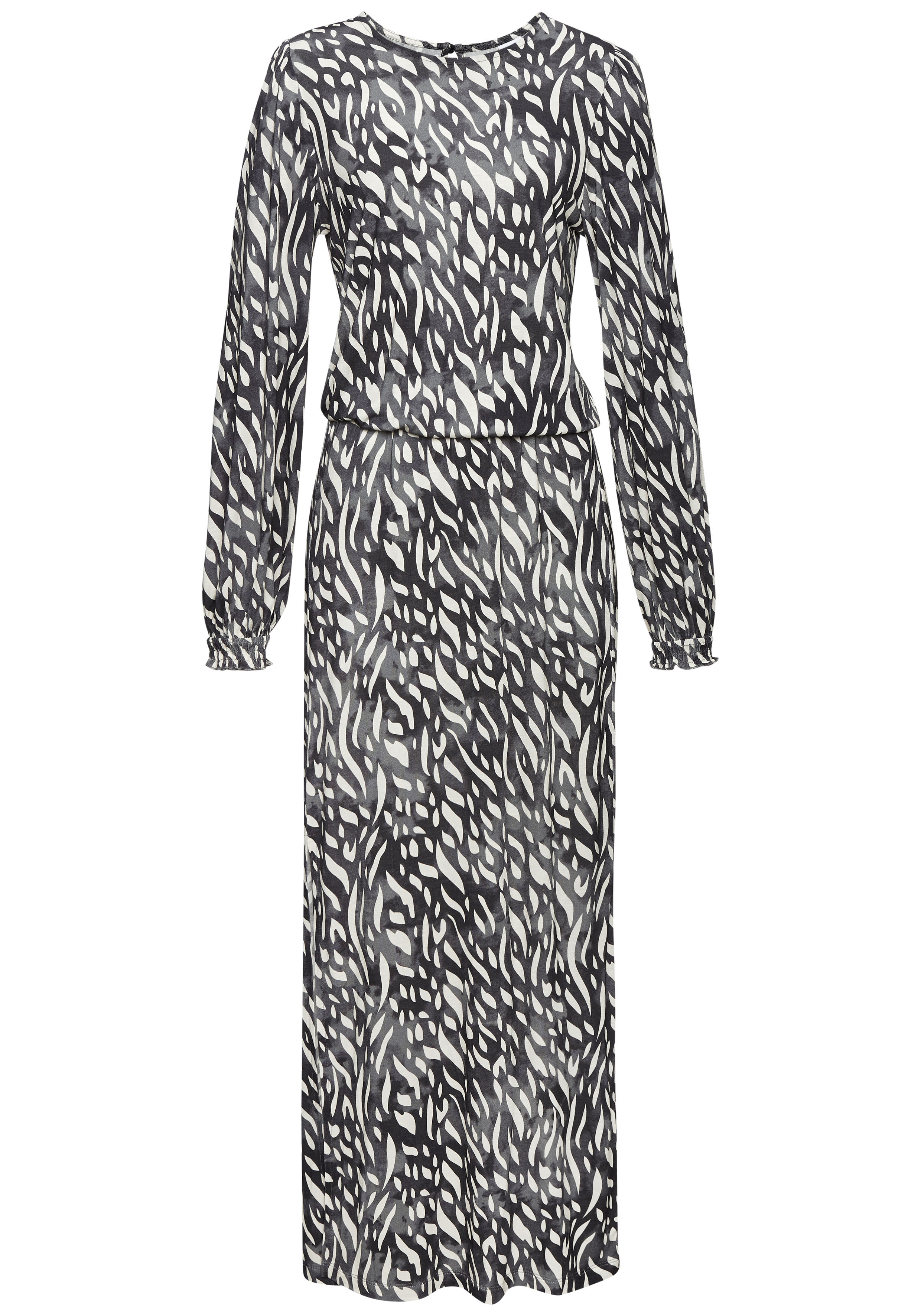 LASCANA Maxikleid, mit seitlichem Schlitz, Jerseykleid im Alloverprint günstig online kaufen