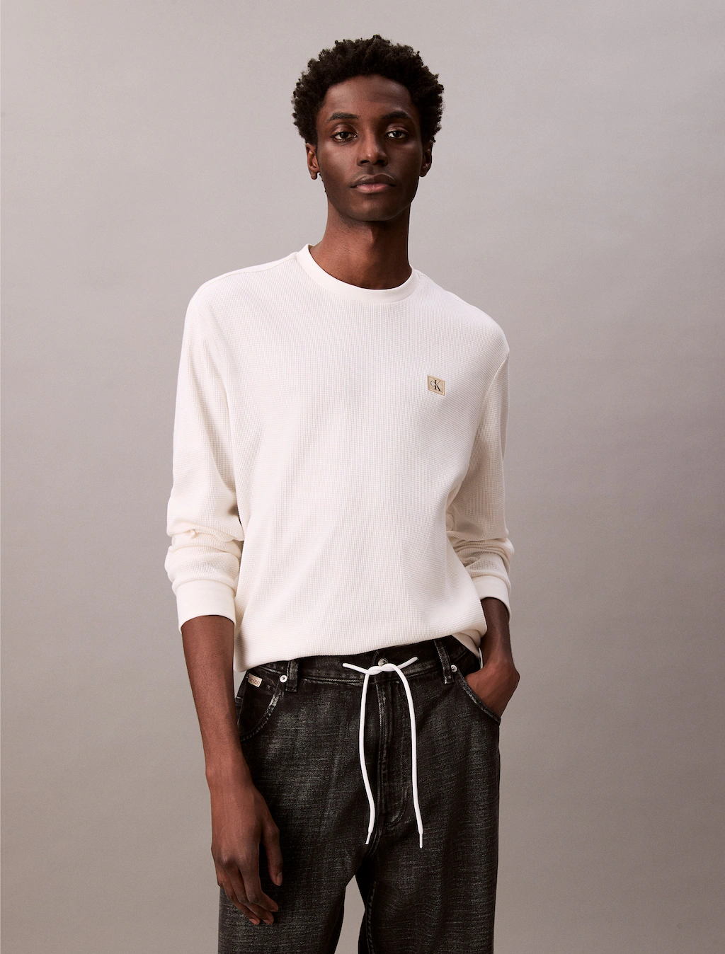 Calvin Klein Jeans Langarmshirt "LS WAFFLE BADGE CREWNK TEE", Mit Rundhalsa günstig online kaufen