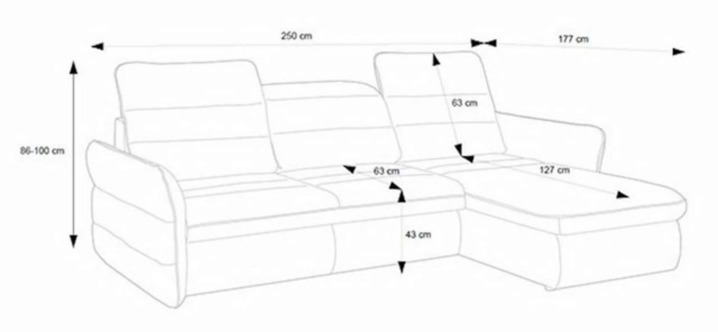 Feldmann-Wohnen Ecksofa Marco, Marco 1 Teile, 250cm eisengrau mit Schlaffun günstig online kaufen