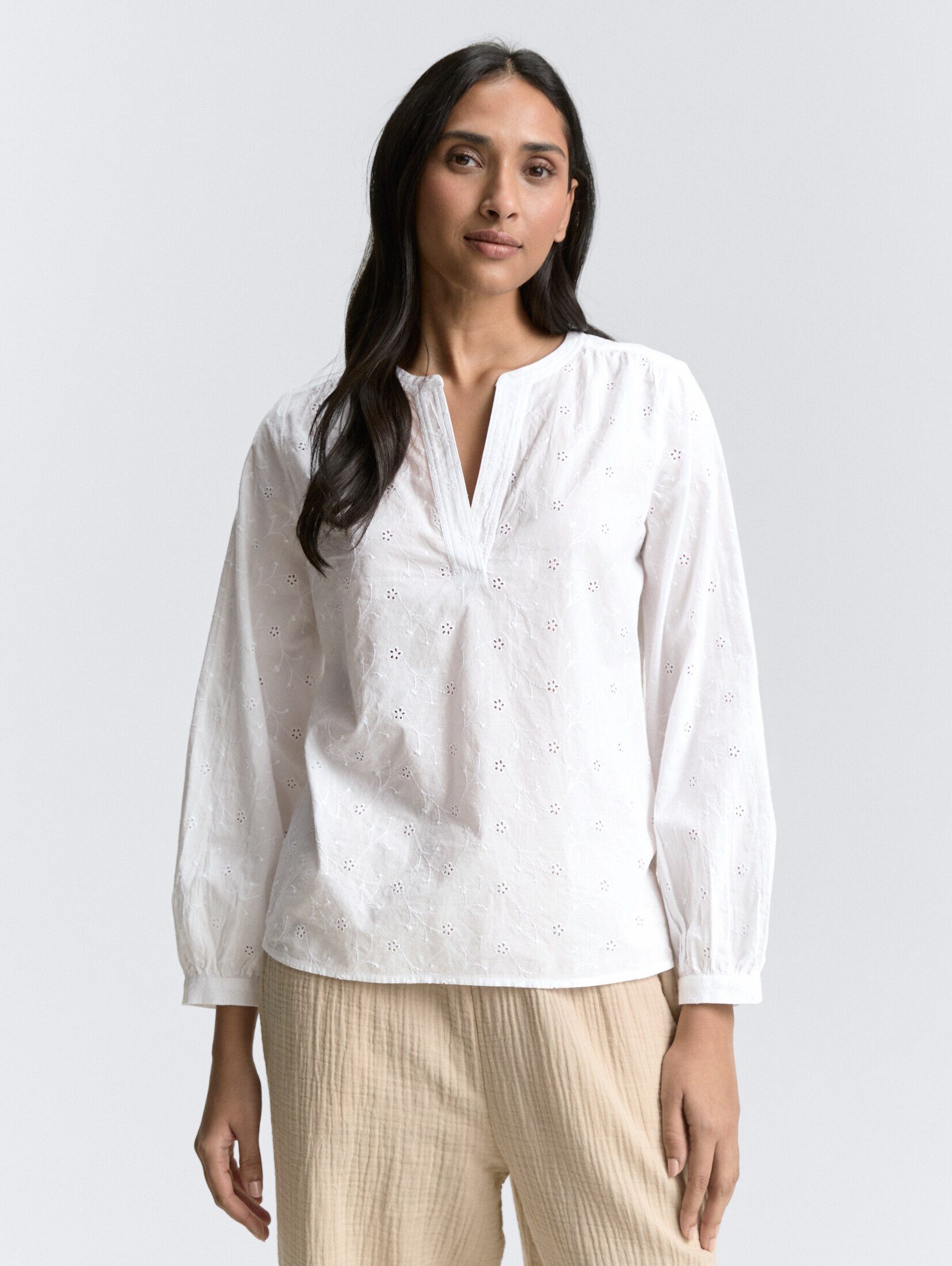 TOM TAILOR Langarmbluse Bluse mit Lochstickerei günstig online kaufen