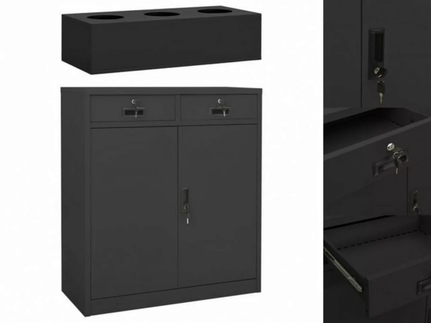 Büroschrank Mit Pflanzkasten Anthrazit 90x40x125 Cm Stahl günstig online kaufen