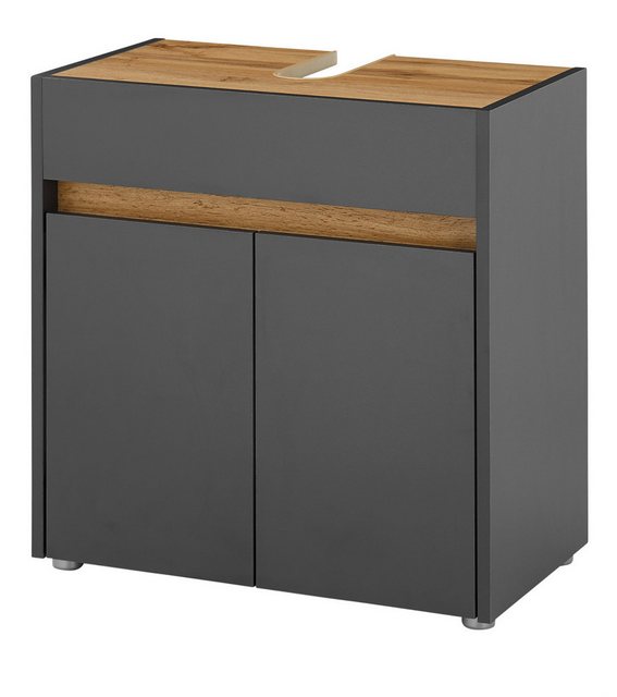 Furn.Design Waschbeckenunterschrank Center (Badschrank in grau mit Wotan Ei günstig online kaufen