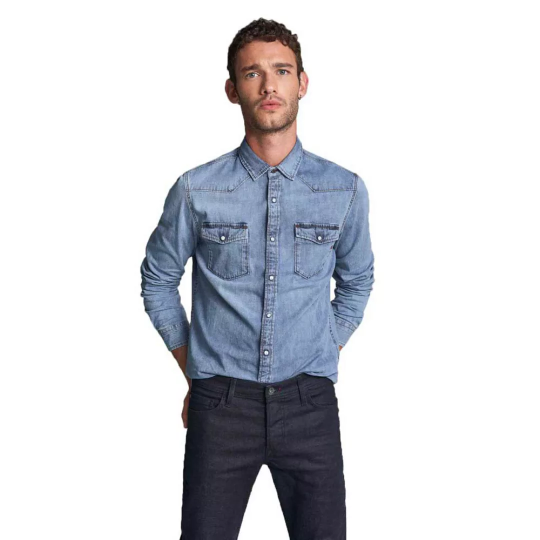 Salsa Jeans Slim Fit Denim Langarm Hemd M Blue günstig online kaufen