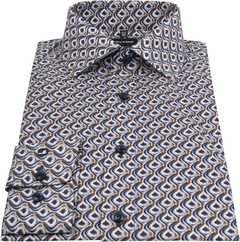 OLYMP Luxor Shirt Grafik Braun - Größe 39 günstig online kaufen