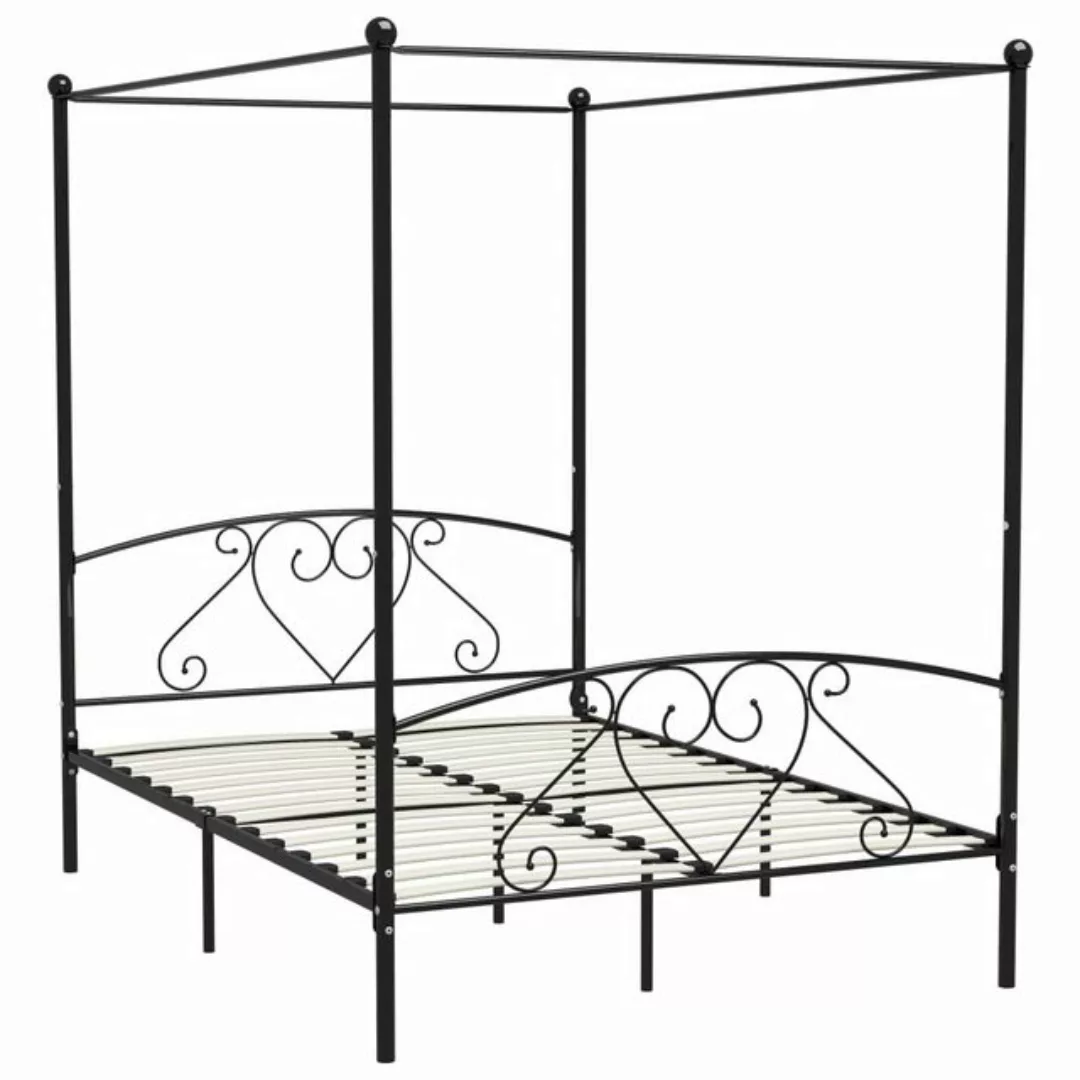 Himmelbett-gestell Schwarz Metall 140 X 200 Cm günstig online kaufen