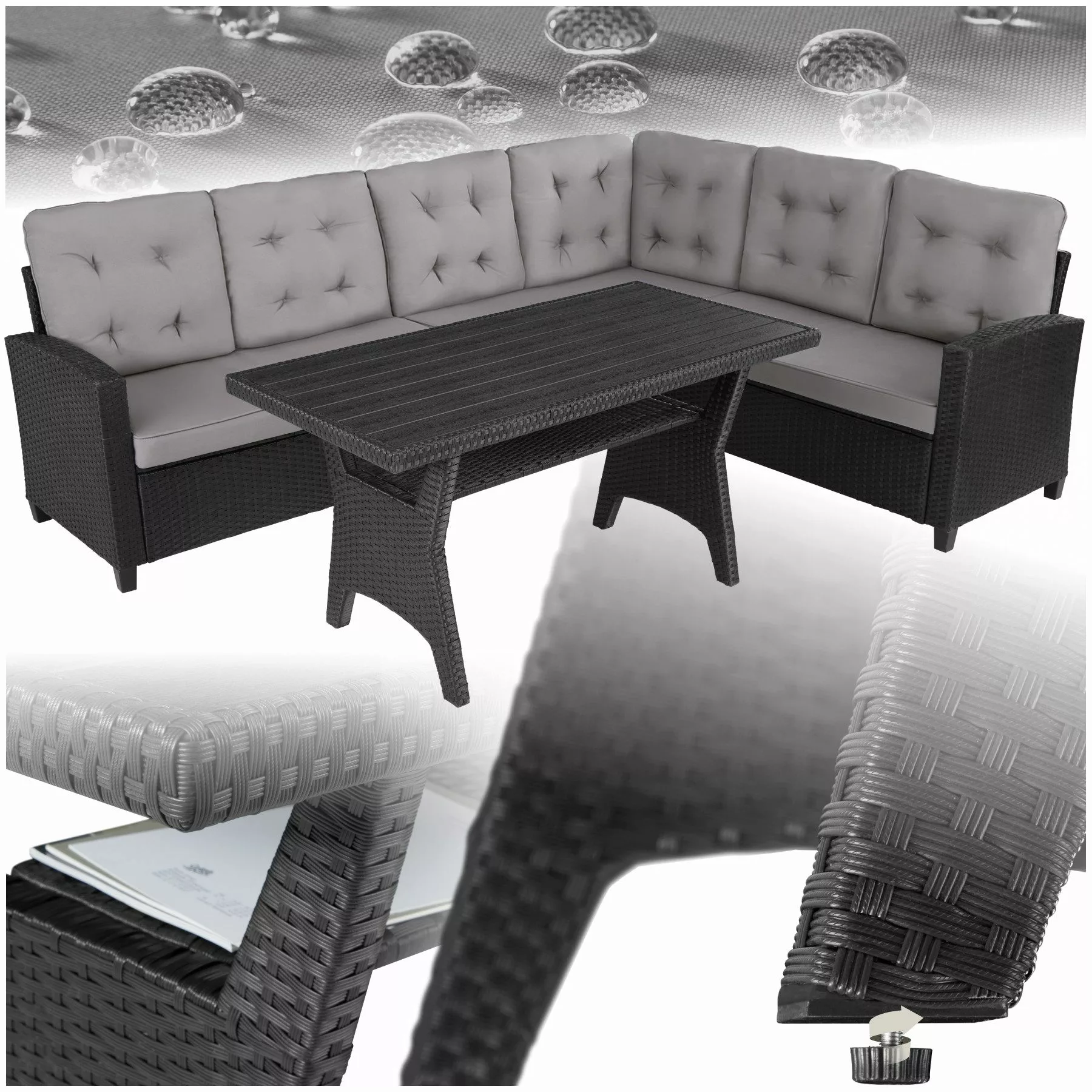 tectake Loungeset Rattan Lounge, (Set., 3-tlg), günstig online kaufen