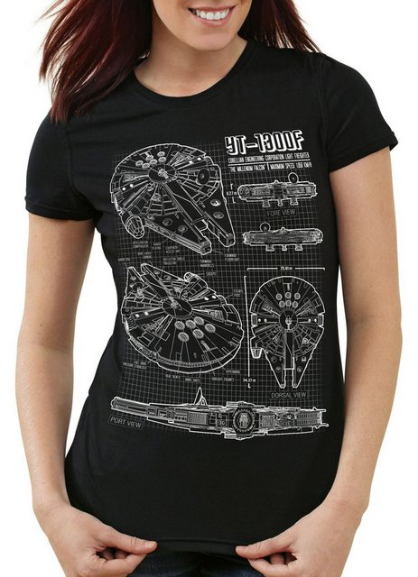 style3 T-Shirt Millennium Falcon star krieg wars imperium der sterne vader günstig online kaufen