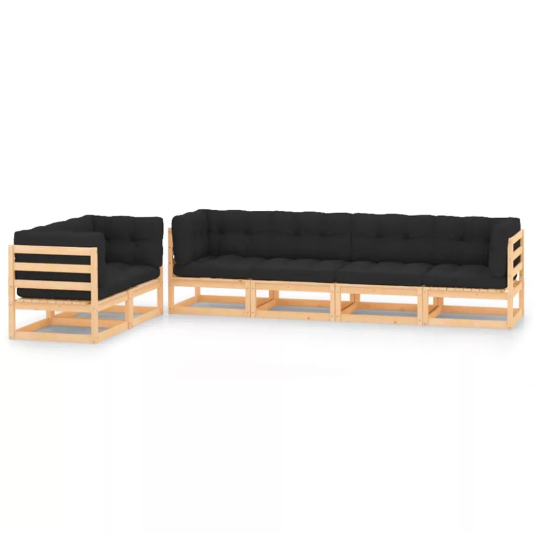 6-tlg. Garten-lounge-set Mit Anthrazit Kissen Massivholz Kiefer günstig online kaufen