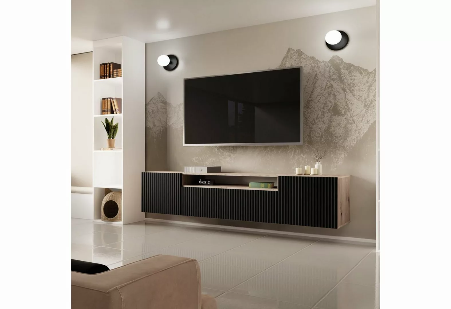 Beautysofa TV-Schrank Moderner Hängeschrank mit gefräster NEO-Front (B:200/ günstig online kaufen