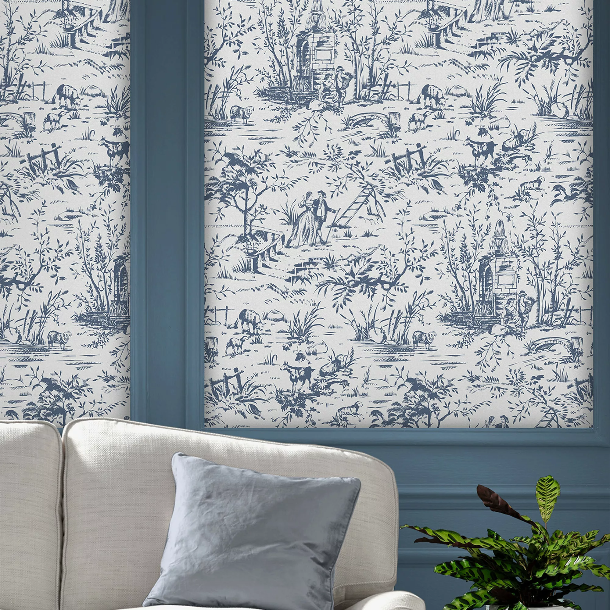 LAURA ASHLEY Vliestapete »Toile de Jouy«, 10mx52cm günstig online kaufen