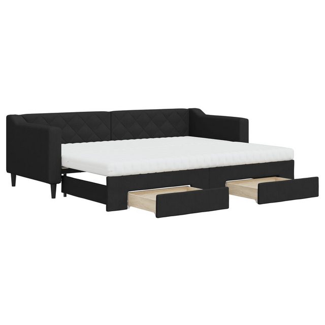 vidaXL Gästebett Gästebett Tagesbett Ausziehbar mit Schubladen Schwarz 80x2 günstig online kaufen