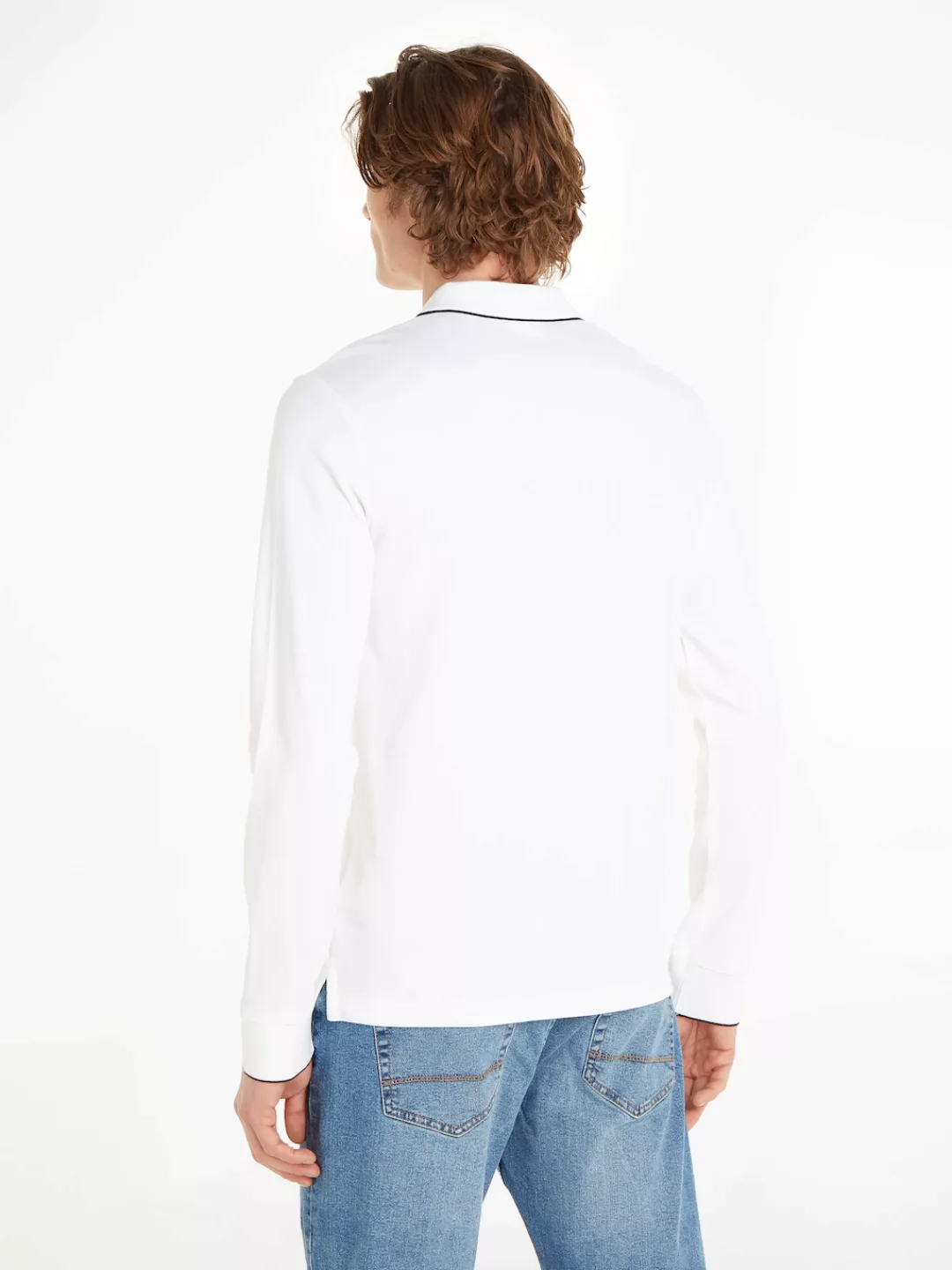 Calvin Klein Poloshirt STRETCH PIQUE TIPPING LS POLO mit Markenlabel günstig online kaufen