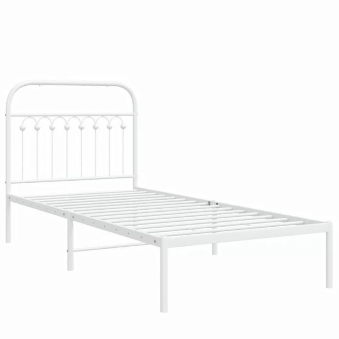 vidaXL Bett Bettgestell mit Kopfteil Metall Weiß 90x190 cm günstig online kaufen