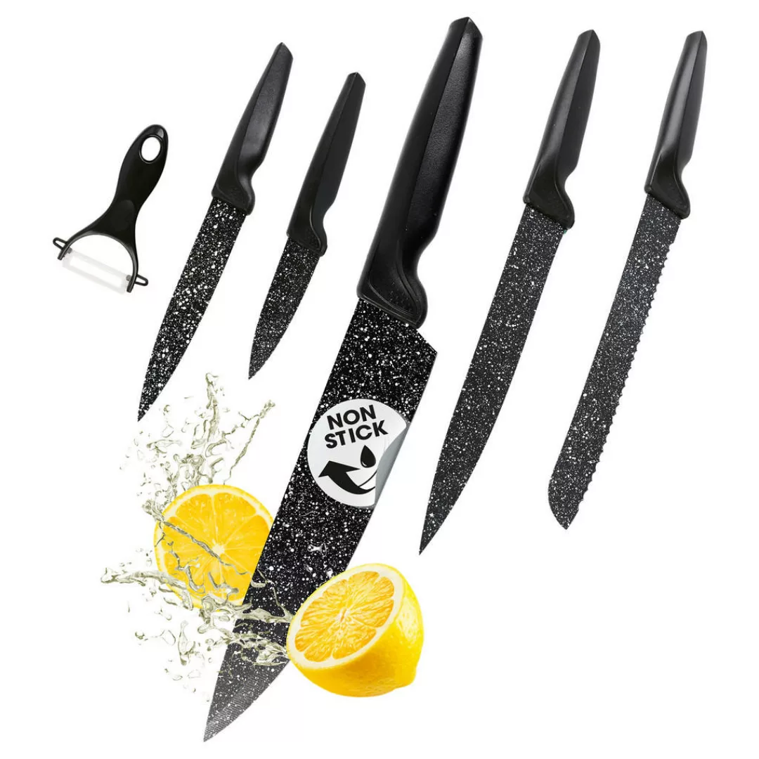 GOURMETmaxx Messerset schwarz Stahl 6 tlg. günstig online kaufen